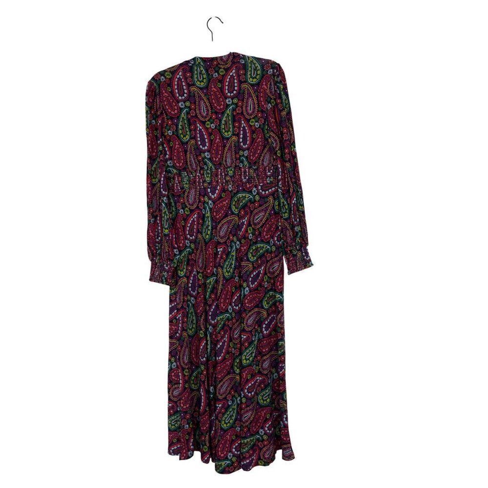Boden Womens Midi Dress UK 12R US 8R Red Paisley Ivy Smocked V Neck D1034 NWT - Picture 3 of 12